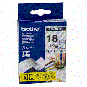 nhan brother tz141 black on clear  chu den nen trong suot rong 18mm