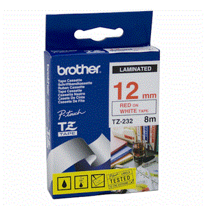 nhan brother tze 232 red on white  chu do nen trang rong 12mm