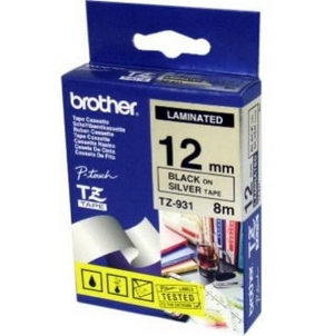 nhan brother tz931 black on siver  chu den nen bac rong 12mm